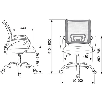 Кресло для персонала Бюрократ "CH-695NLTSL", сетка, ткань, металл, черный - 5