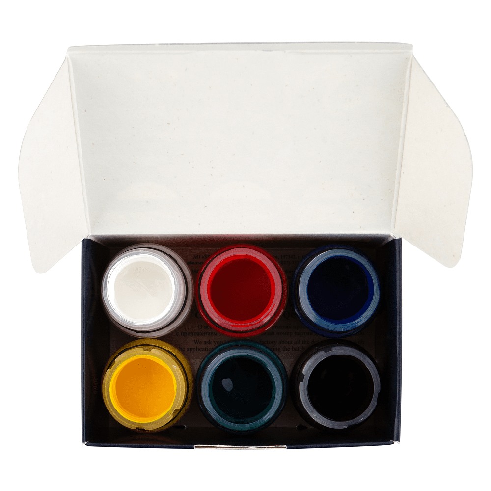 Краска акриловая глянцевая "Декола", набор 6 цветов, 20 мл, банки - 6