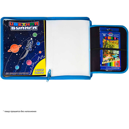 Папка для труда "Зомбо банка", А4, на молнии, голубой, черный - 6