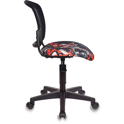 Кресло для детей Бюрократ "CH-296NX/Graffity", сетка, ткань, пластик, черный  - 3