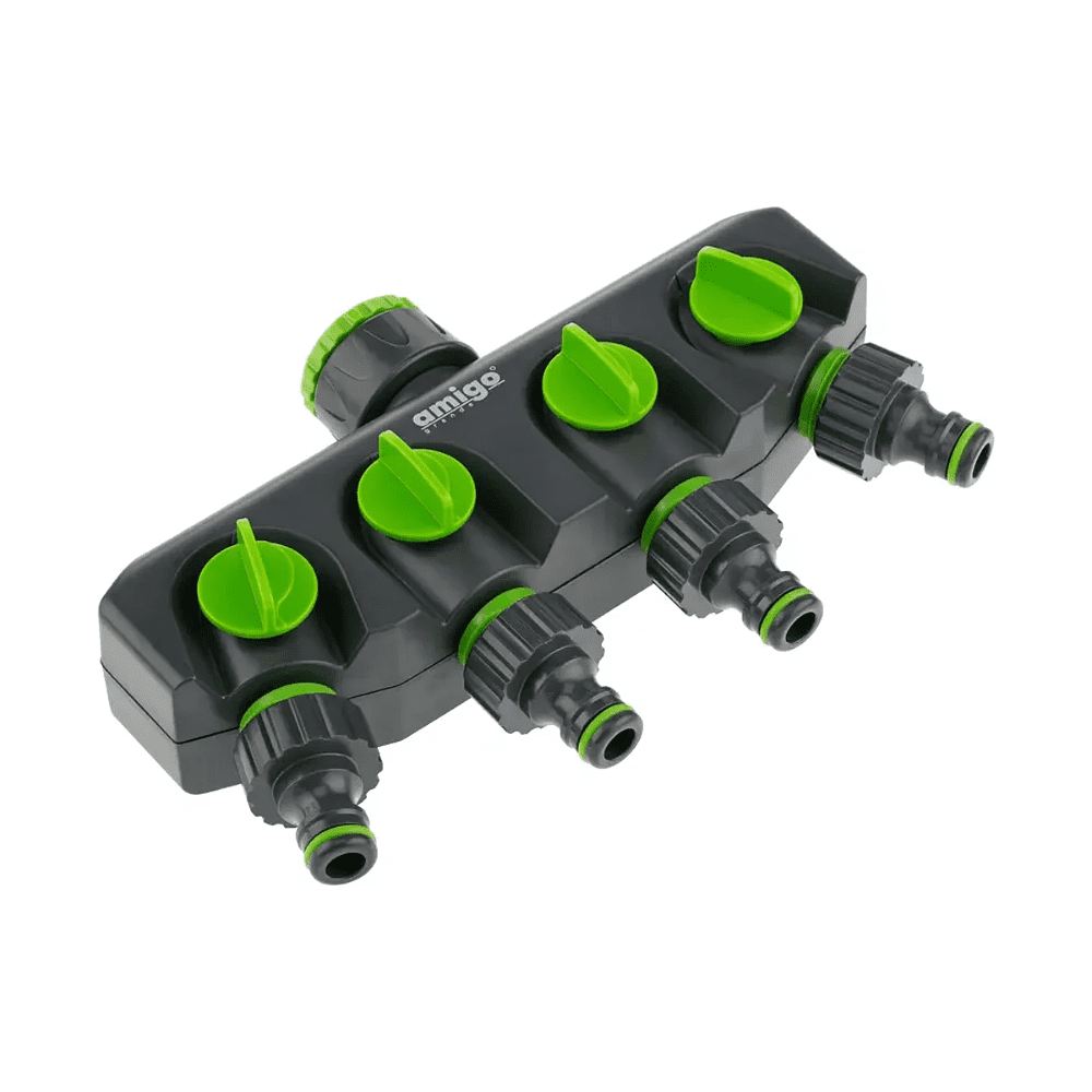 Разделитель потоков Amigo Grande "79817", 3/4-1", 4-х канальный, пластик, черный, зеленый