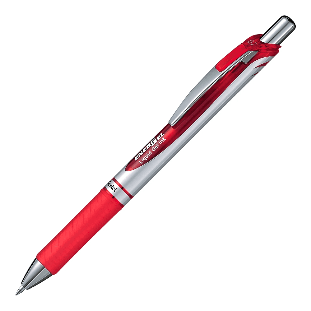 Ручка-роллер "EnerGel BL77", 0.7 мм, серебристый, красный, стерж. красный