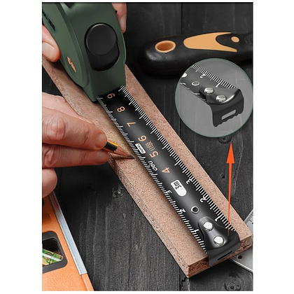 Рулетка Deli HS HT8316L, 3 м х 6 мм, Soft Touch, зеленый - 4