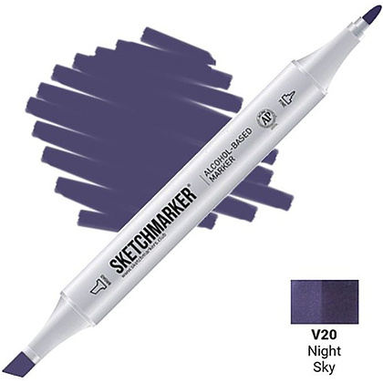 Маркер перманентный двусторонний "Sketchmarker", V20 ночное небо