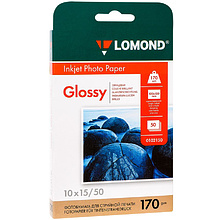 Фотобумага глянцевая для струйной фотопечати "Lomond", А6, 50 листов, 170 г/м2