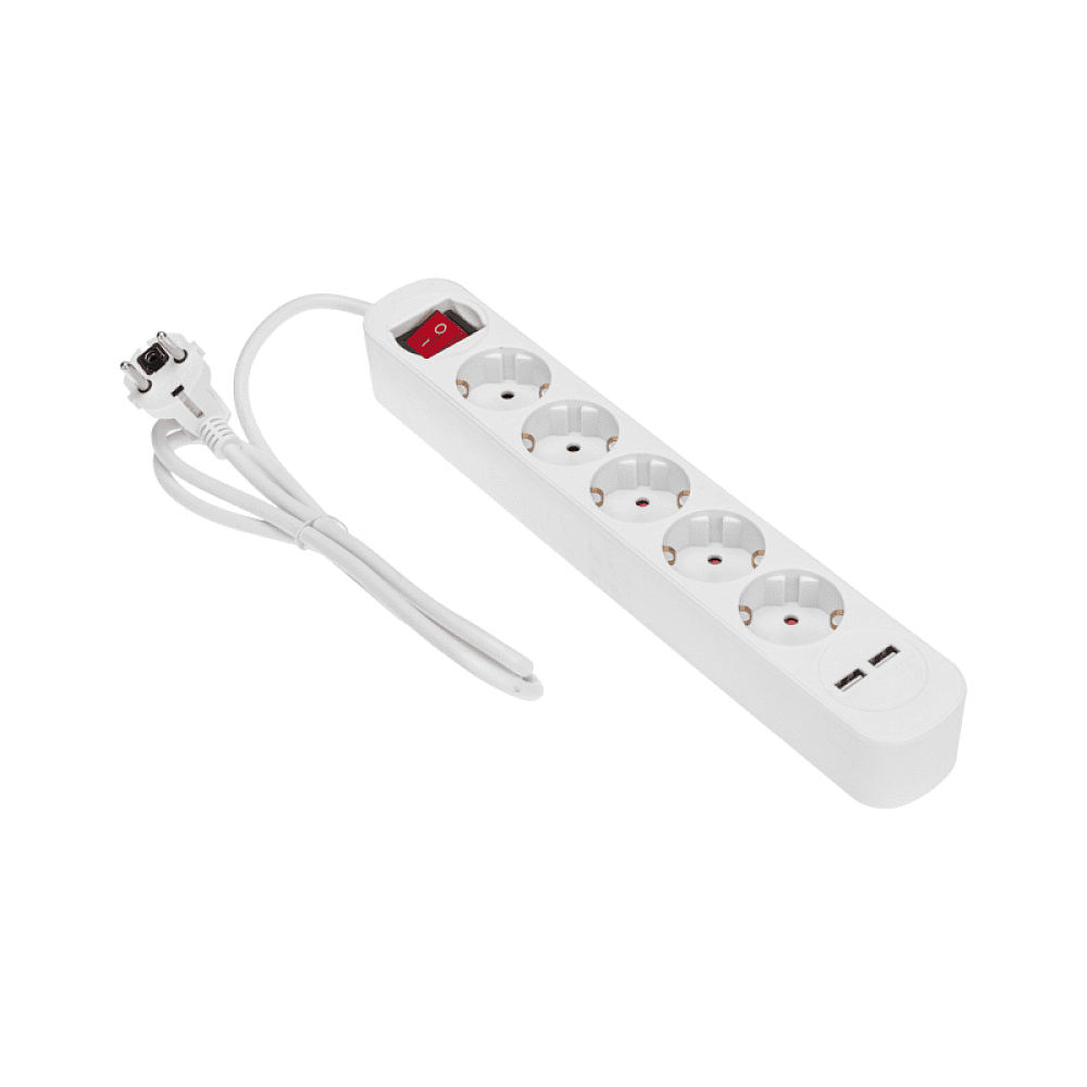 Удлинитель "Standard", 5 розеток, 2 USB, 16А, 1.5 м, белый - 5