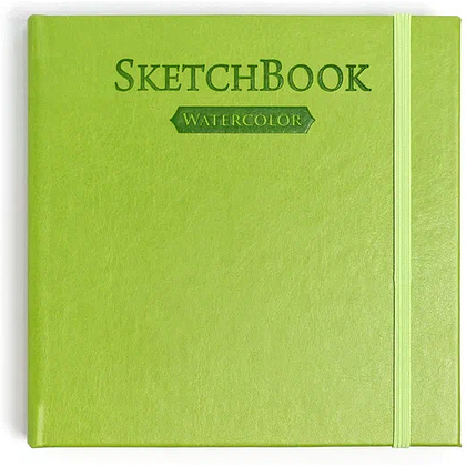 Скетчбук для акварели "Малевичъ", 14.5x14.5 см, 200 г/м2, 30 листов, салатовый - 5