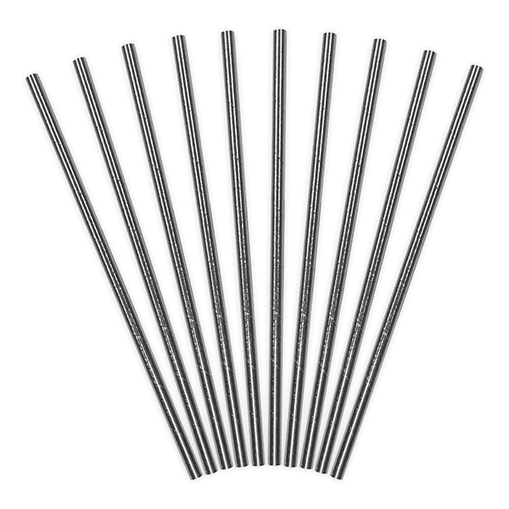 Трубочки бумажные, 19.5 см, 10 шт, серебристые - 2