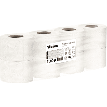 Бумага туалетная Veiro Professional Premium, 3 слоя, 8 рулонов - 7