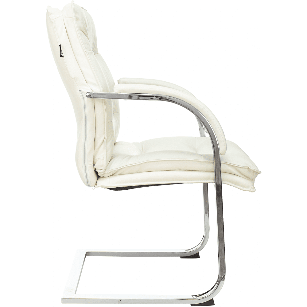 Кресло на полозьях "Бюрократ T-9927SL-LOW-V", натуральная кожа, слоновая кость, металл хром - 2