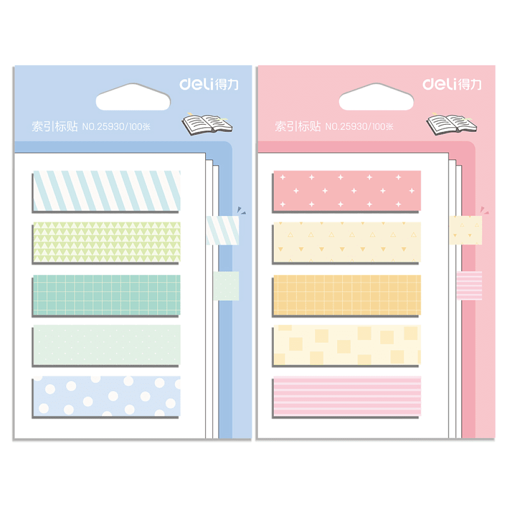 Закладки бумажные клейкие "Deli", 12x44 мм, 100 шт, ассорти