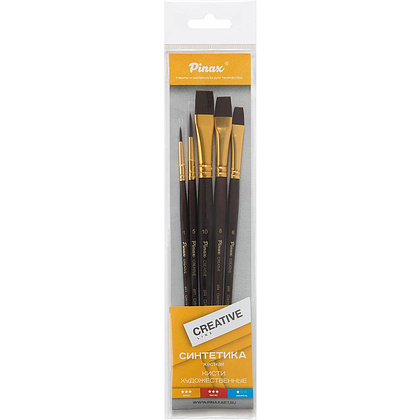 Набор кистей для рисования "Pinax Creative line", синтетика, жесткая, 5 шт.