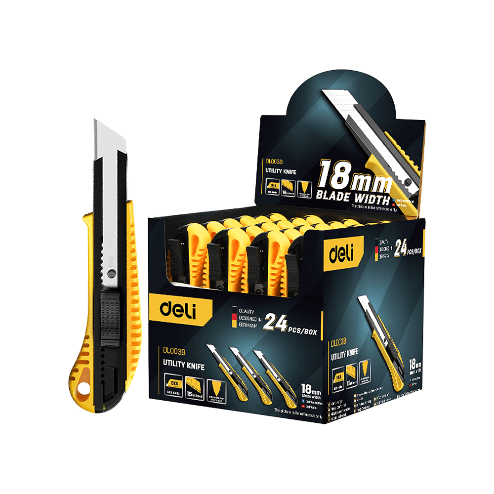 Нож строительный Deli YS EDL003B, 18 мм, универсальный, 24 шт./упак.