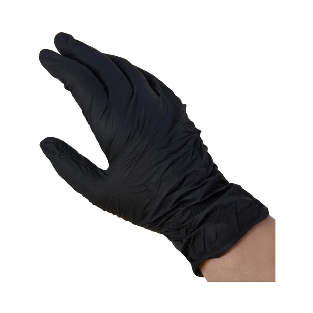 Перчатки нитриловые неопудренные одноразовые  BVB, р-р L, 100 шт/уп., черный - 5