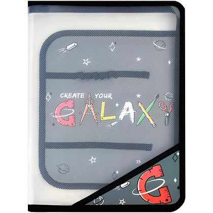 Папка для труда "Гэлэкси", А4, на молнии, серый, черный - 2