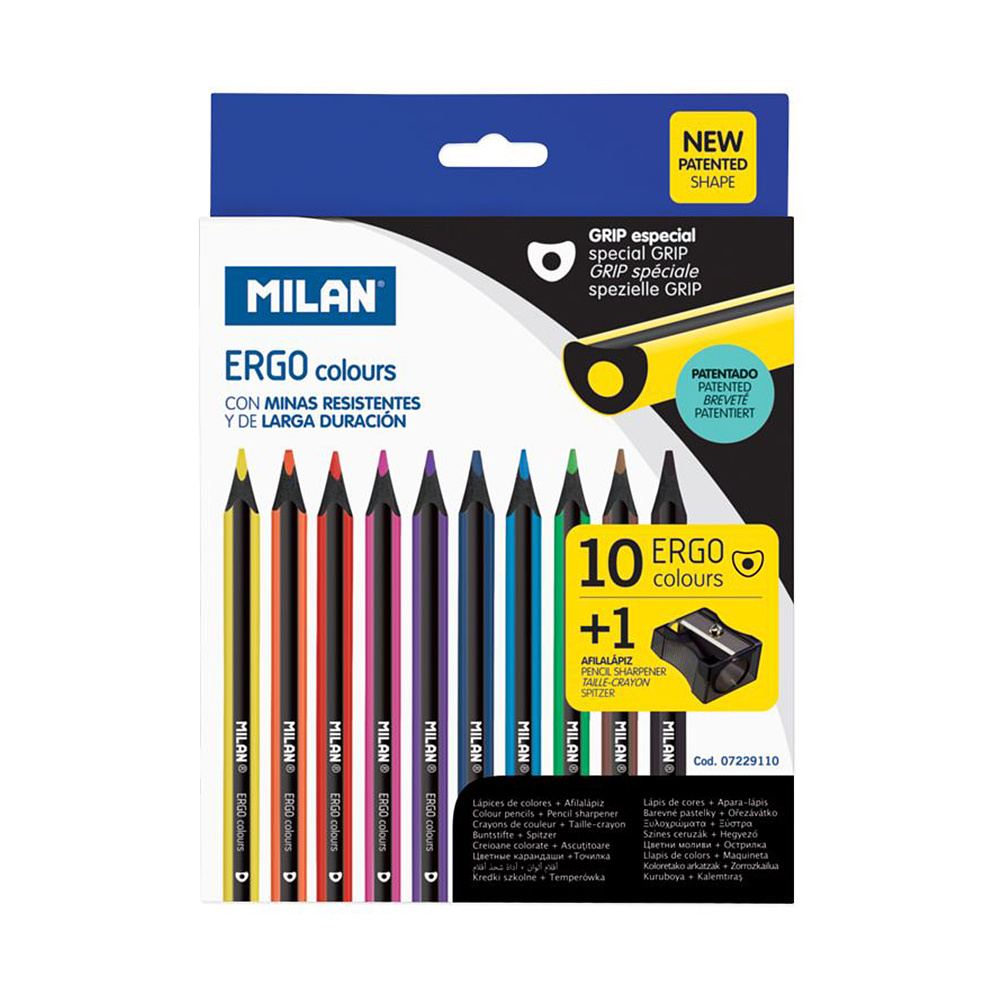 Цветные карандаши "ERGO" + точилка, 10 цветов