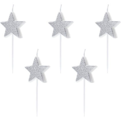 Свеча "Звезды", 5 шт, серебристый