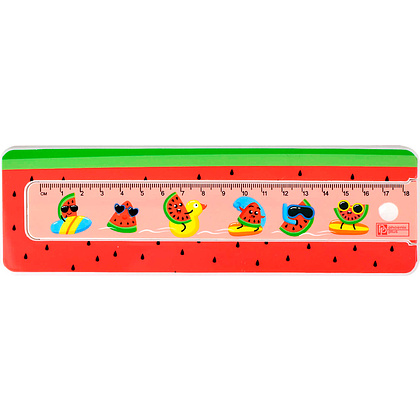 Пенал "Арбузы на отдыхе" с линейкой, 1 отделение - 2