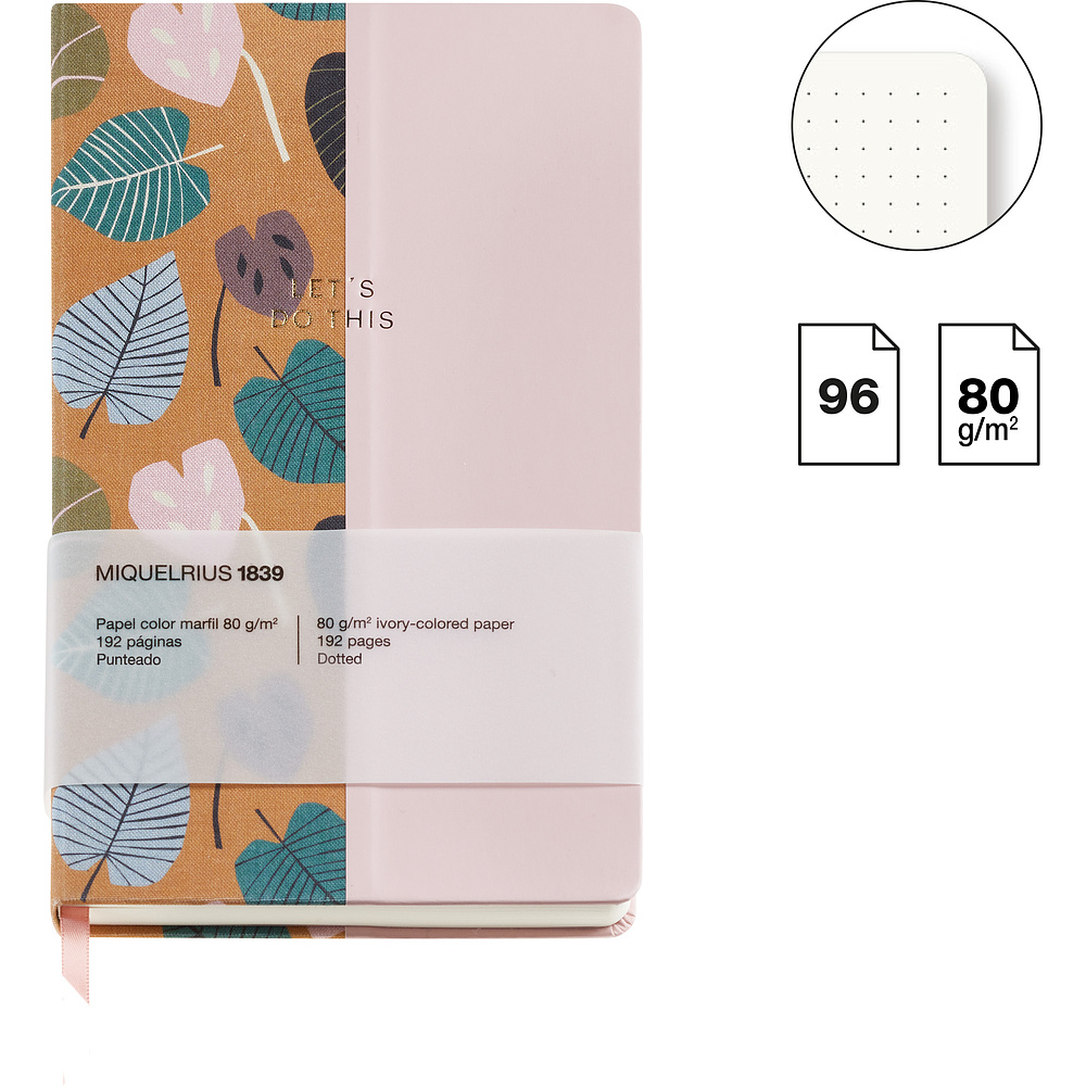 Блокнот Miquelrius "Autumn Leaves Ochre-Pink", А5, 96 листов, в точку, охра, розовый - 3