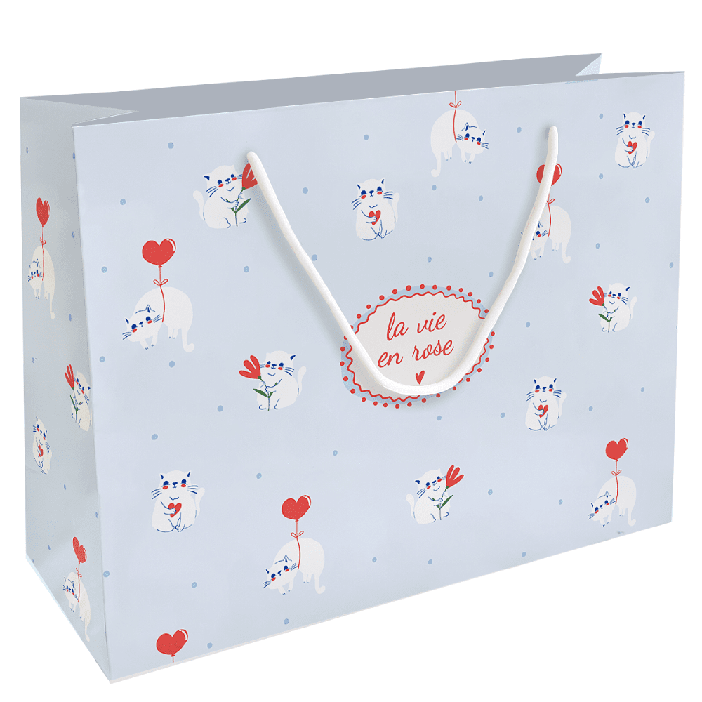 Пакет бумажный подарочный "Love", 36х26х12 см, голубой