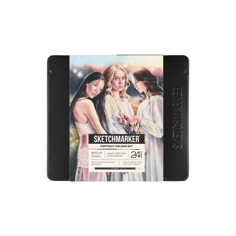 Карандаши цветные "Sketchmarker Портрет", набор 24 цвета, жестяной пенал - 5