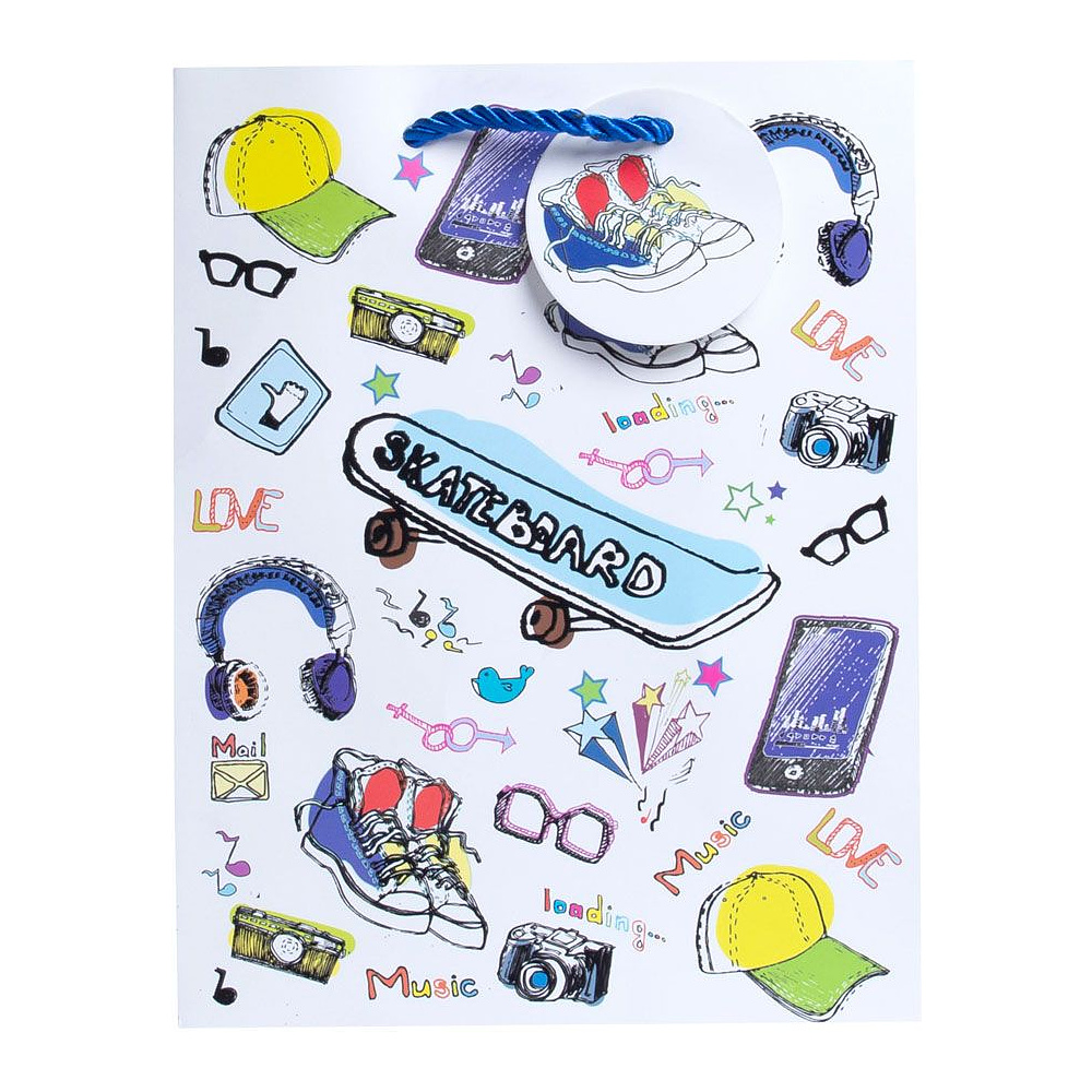 Пакет бумажный подарочный "Детство", 26.4x32.4x13.7 см, ассорти - 5