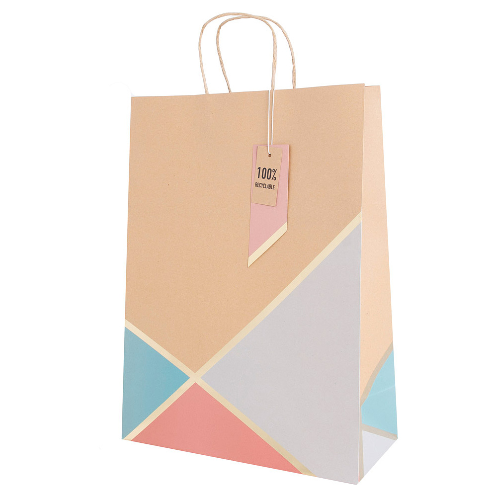 Пакет бумажный подарочный "Geo pastel kraft", 33x15x45.5 см, крафт - 3