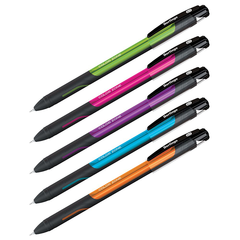 Ручка шариковая "Berlingo Color Zone stick", 0.5 мм, ассорти, стерж. синий