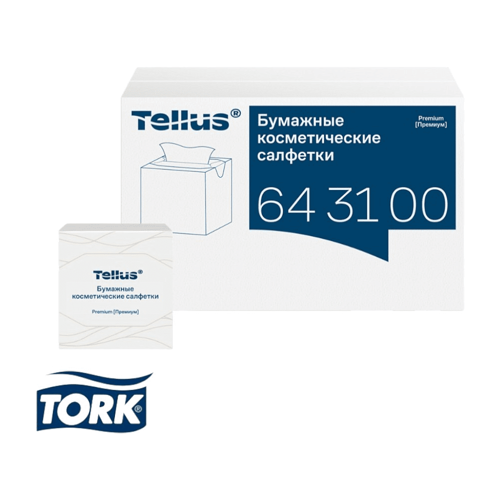 Салфетки косметические Tellus Премиум, 90шт/уп, в кубе