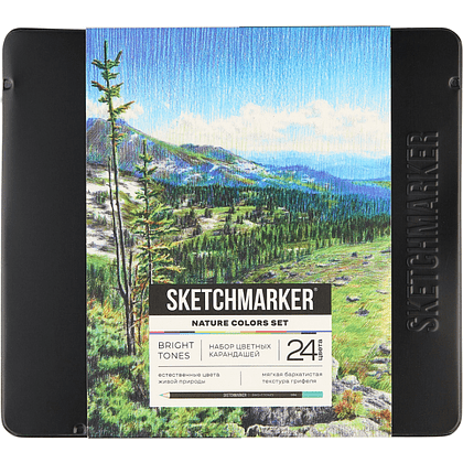 Набор карандашей цветных "Sketchmarker Природа", 24 цвета, в металлической коробке