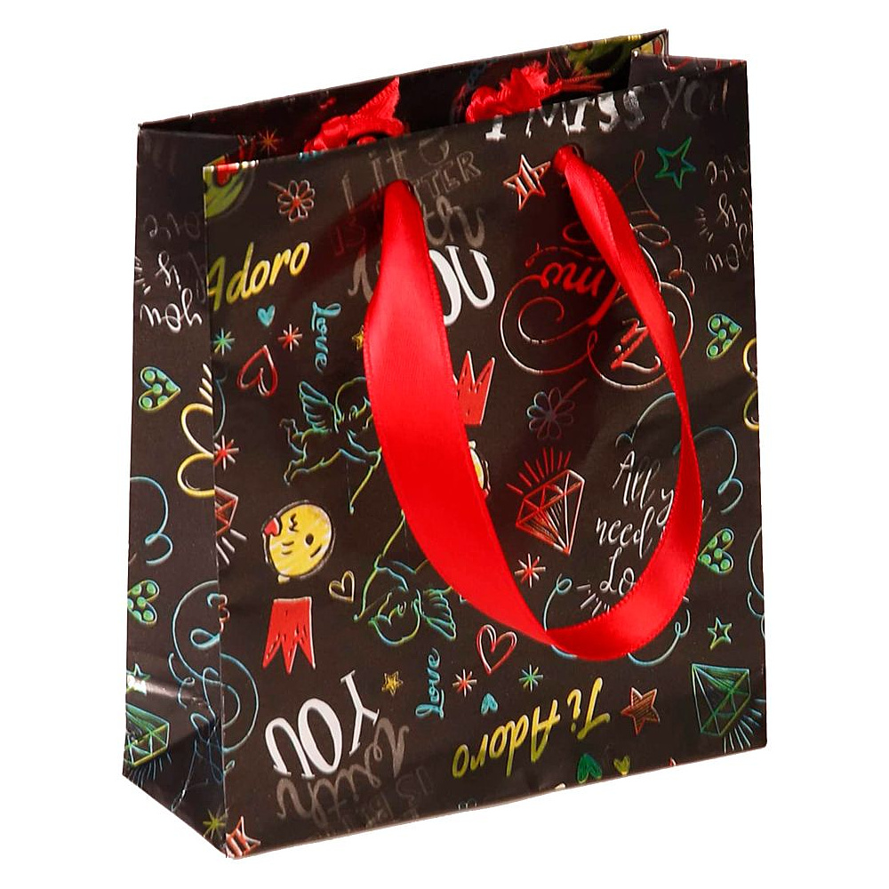 Пакет бумажный подарочный "Valentine", 12x4.5x13.5 см, разноцветный