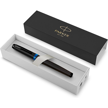 Ручка перьевая Parker "IM Vibrant Rings F315 Marine Blue PVD", F, черный, синий, патрон синий - 6