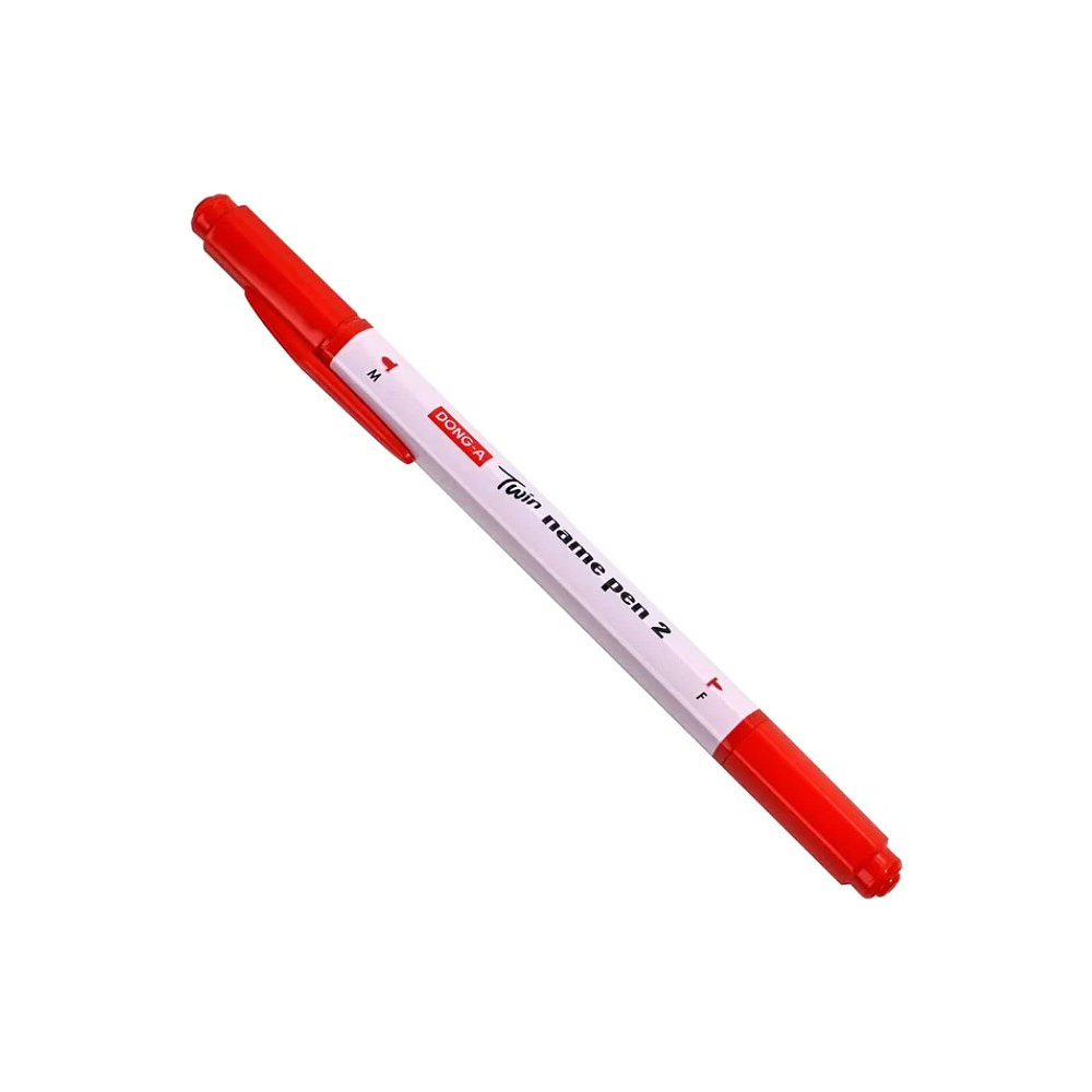 Маркер перманентный "Twin Name Pen", двусторонний, красный - 2