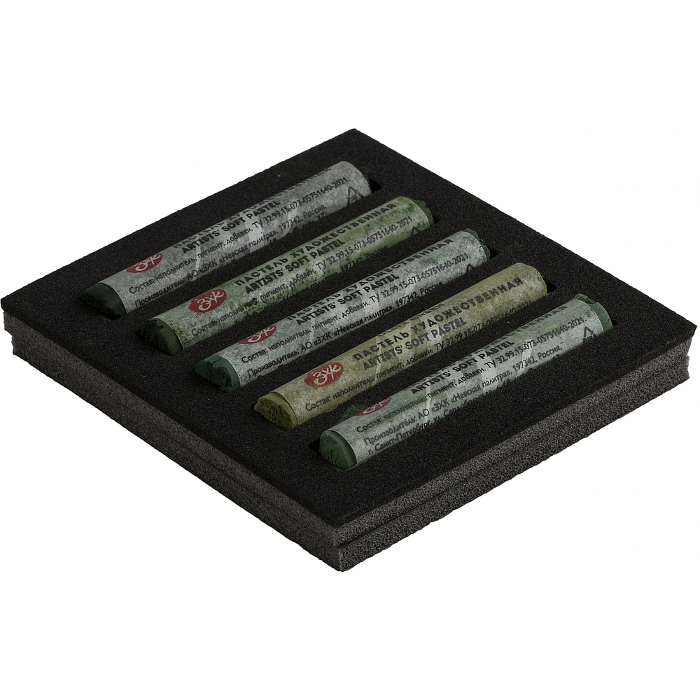 Пастель мягкая "Мастер Класс зеленые оттенки", набор 5 цветов - 3