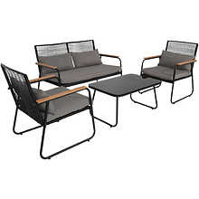 Комплект мебели садовой AksHome GARDENIA (кресло  2 шт, диван 1 шт, стол 1 шт), черный