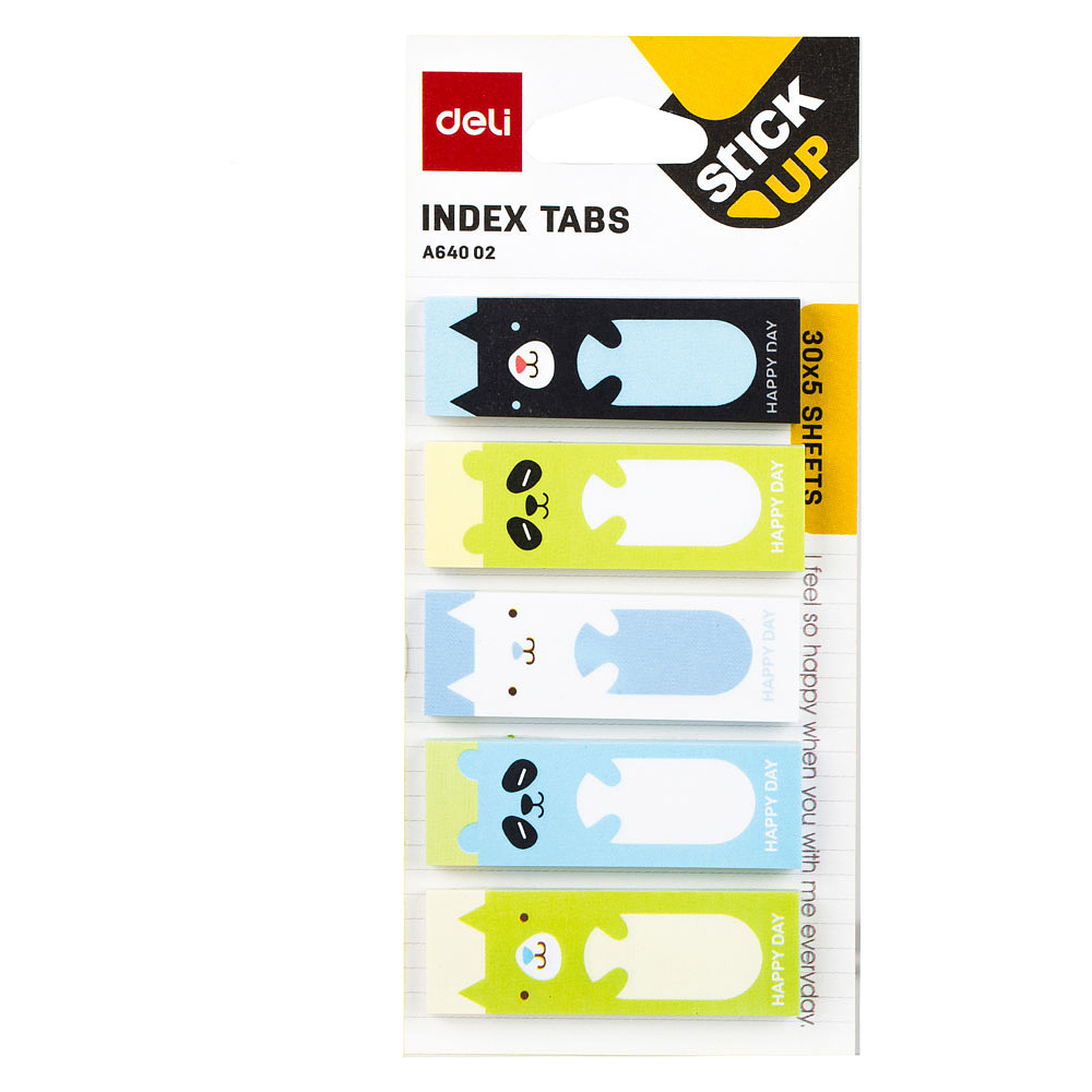 Закладки бумажные "Deli" с печатью, 45x15 мм, 150 шт, ассорти - 3