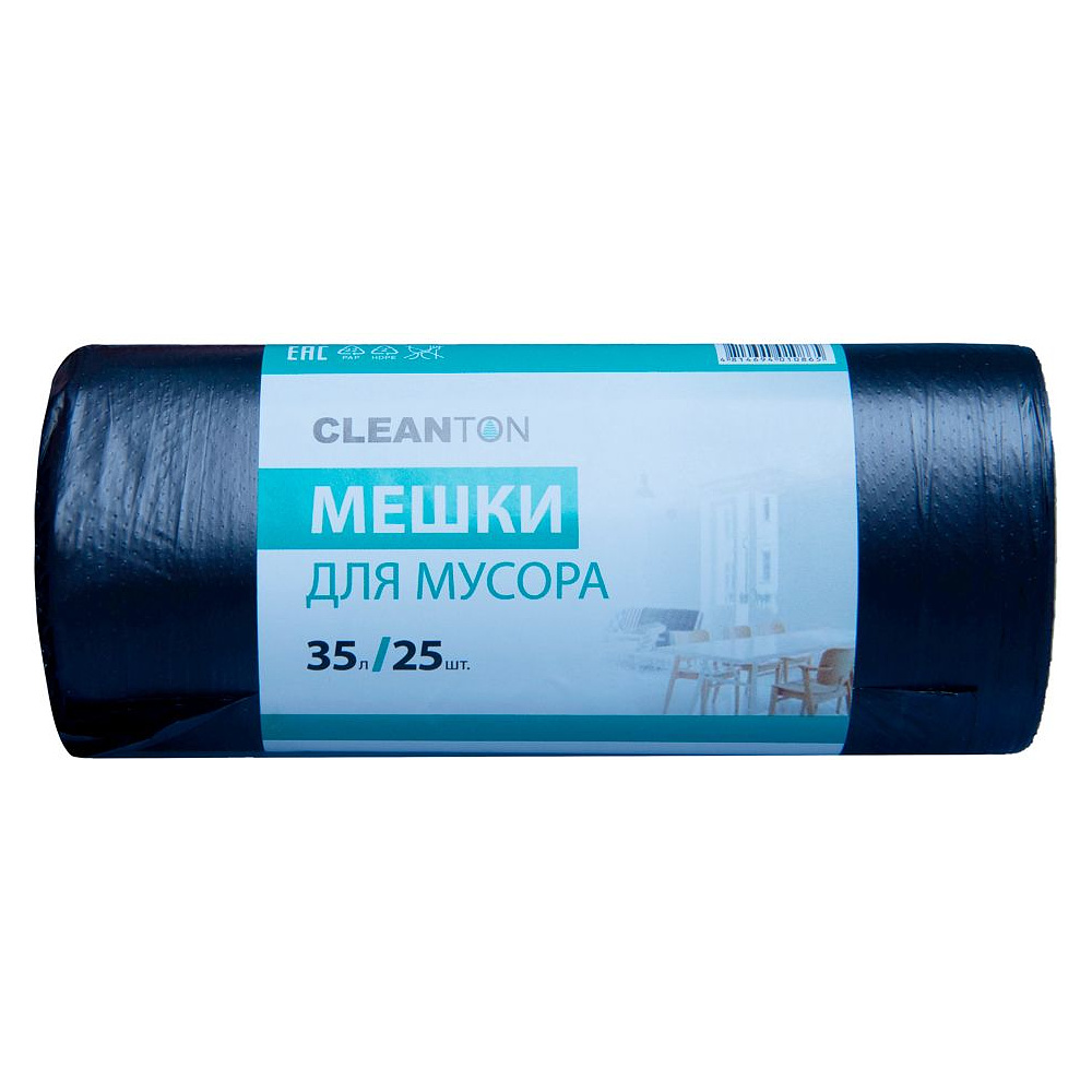 Мешки для мусора "Cleanton", 10 мкм, 35 л, 25 шт/рулон