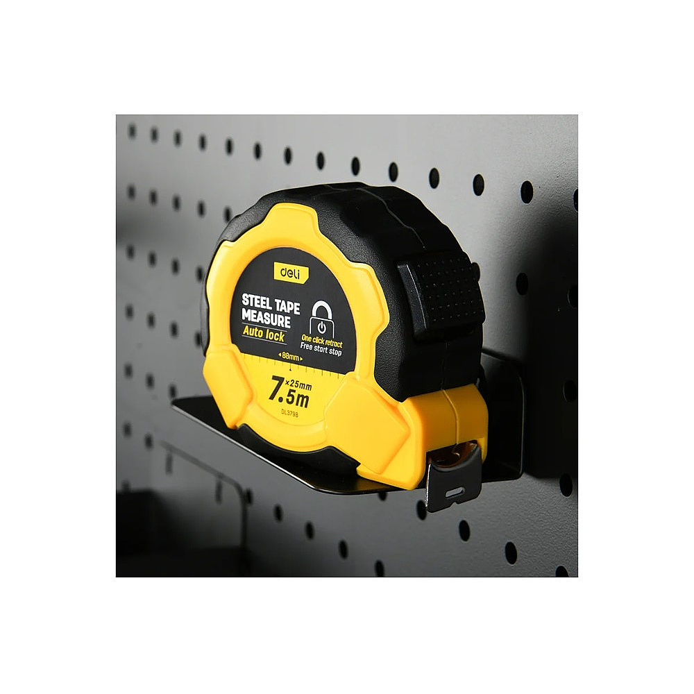 Рулетка Deli YS EDL3798, 7,5 м х 25 мм, желтый, черный - 9
