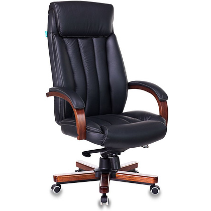 Кресло для руководителя Бюрократ "T-9922WALNUT/Black", кожа, дерево, черный