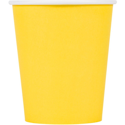 Стакан картонный 250 мл, 1 слой, 50 шт/упак, желтый