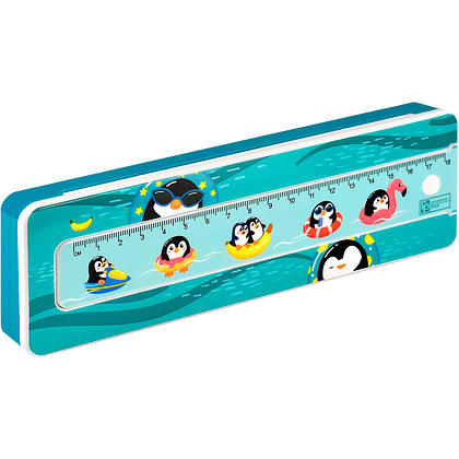 Пенал "Пингвины" с линейкой, 1 отделение