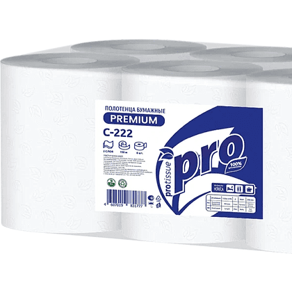 Полотенца бумажные PROtissue в рулонах с центральной вытяжкой, 150 м, 2 слоя, 100% целлюлоза