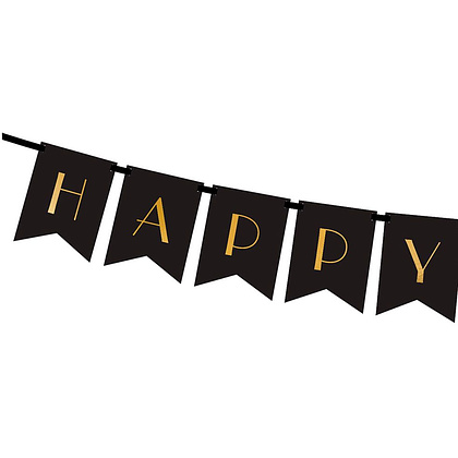 Гирлянда "С новым годом" баннер, черный - 2