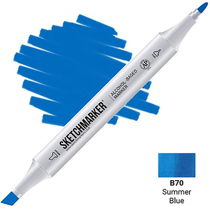 Маркер перманентный двусторонний "Sketchmarker", B70 синий летний