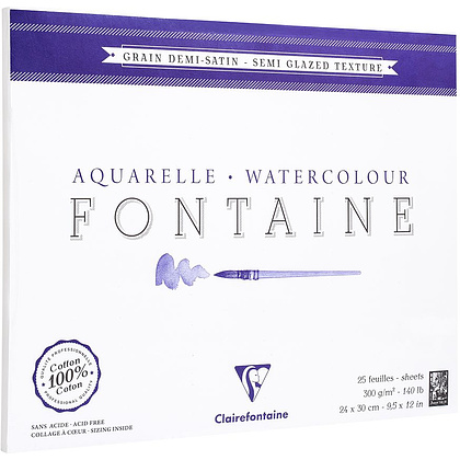 Блок-склейка бумаги для акварели "Fontaine", 24x30 см, 300 г/м2, 25 листов
