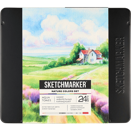 Цветные карандаши акварельные "Sketchmarker Природа", набор 24 цвета, жестяной пенал