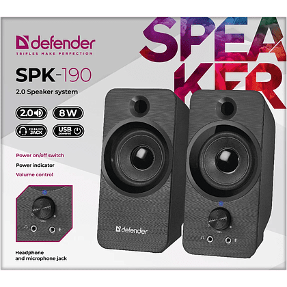 Акустическая система Defender SPK-190, 8 Вт, USB, черный  - 5