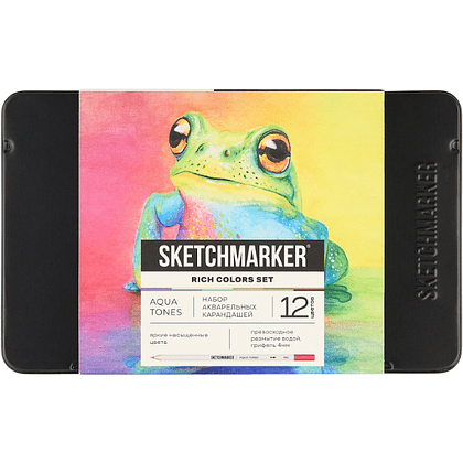 Цветные карандаши акварельные "Sketchmarker Яркие цвета", набор 12 цветов, жестяной пенал