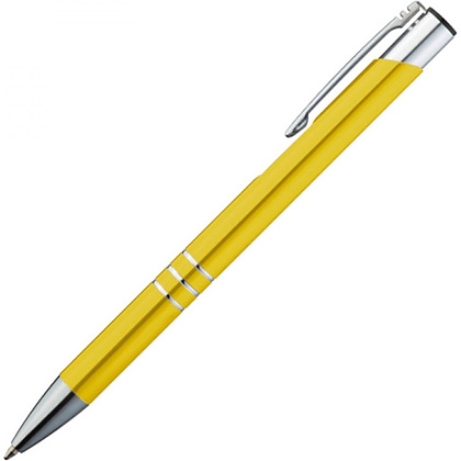 Ручка шариковая автоматическая "Ascot", 0.7 мм, желтый, серебристый, стерж. синий