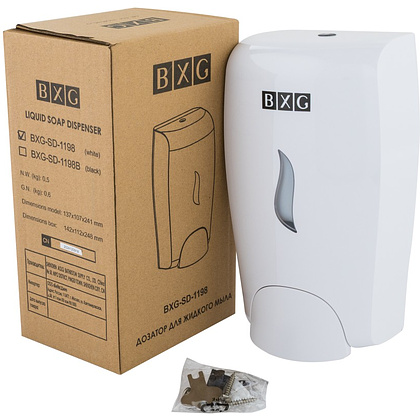 Диспенсер BXG SD-1198, для мыла жидкого 1 л, пластик, белый - 6